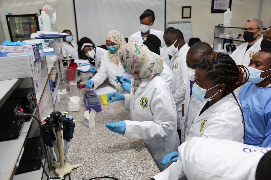 ACEGID students carrying out experiments in the laboratory