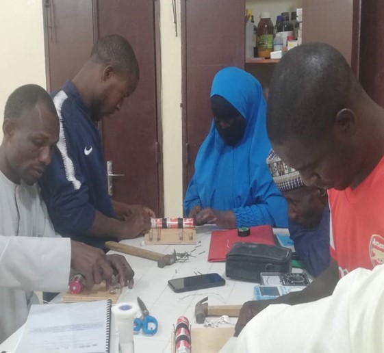Some Nigerian refugee participants of the CEA MS4SSA-UNHCR training undergoing practical sessions