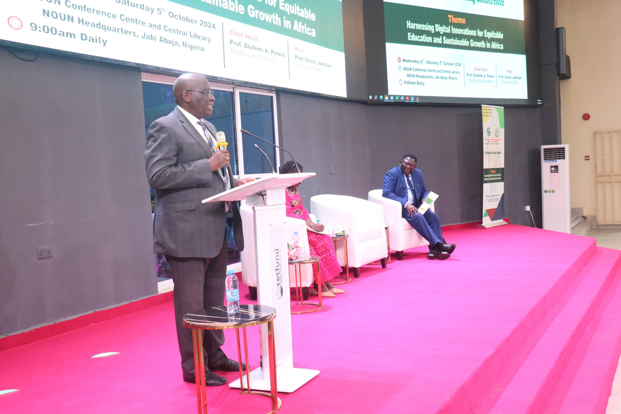 VC of the National Open University of Nigeria, Prof. Olufemi Peters, delivering his welcome address at the ACETEL eLearning Conference